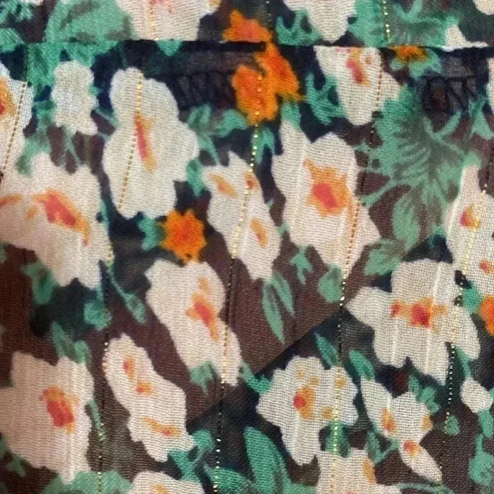 NWT Urban Outfitters sheer navy & green floral peplum top shirt blouse.